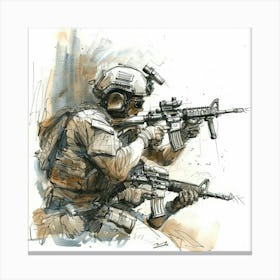 Soldier In Action 1 Canvas Print