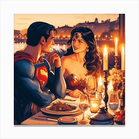 Superman And Wonderwoman Canvas Print
