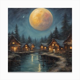 Moonlight By The Water Canvas Print