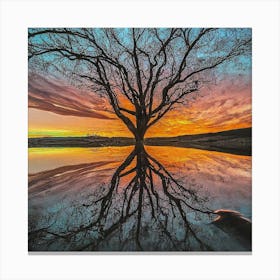 Tree At Sunset 2 Canvas Print