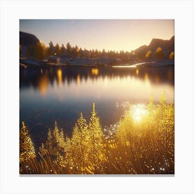 Sunrise Over A Lake 1 Canvas Print