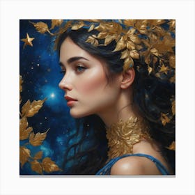 Woman dressed in blue and gold Canvas Print