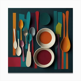 Colorful Spoons And Forks Canvas Print