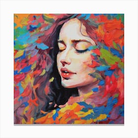 Girl With Colorful Hair Canvas Print