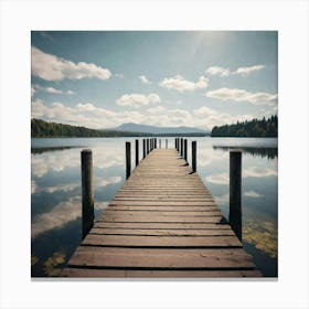 Pier On A Lake Canvas Print