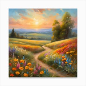 Sunset In The Meadow 2 Canvas Print