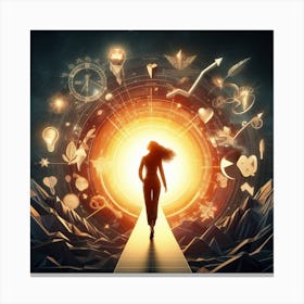 Woman Walking Through A Portal 1 Canvas Print