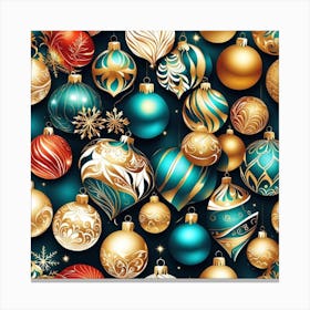 Christmas Ornaments Seamless Pattern 1 Canvas Print