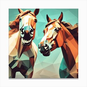 Two Horses Laughing 2 Polyart Canvas Print