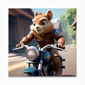 Chipmunk On A Motorcycle 2 Canvas Print