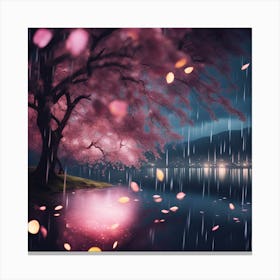 Pink Reflections of Cherry Blossom Trees Canvas Print