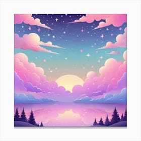 Sky With Twinkling Stars In Pastel Colors Square Composition 33 Canvas Print