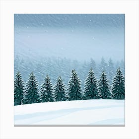 A Serene Winter Landscape Under A Subdued Grey Sky Snow Blankets A Fir Tree Frost Glistens On Surr (3) Canvas Print