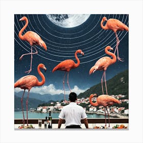 Flamingos In The Sky Canvas Print