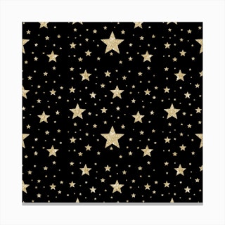 Gold Stars Pattern Canvas Print
