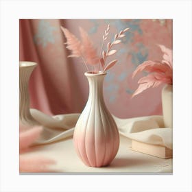 Pink Vase With Flowers Canvas Print