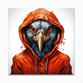 Watercolour Cartoon Pheasant In A Hoodie Canvas Print