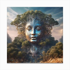 Silver Face Tree Of Life Canvas Print