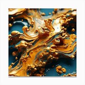 Abstract Gold Liquid Splash Canvas Print