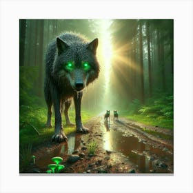 Wolfy looking for bioluminescent mushrooms 6 Canvas Print