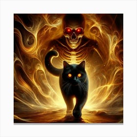 Cat And Skeleton Canvas Print