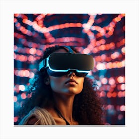 Young Woman In Virtual Reality Canvas Print