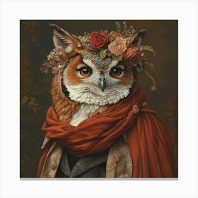 Owl In A Crown Art Canvas Print