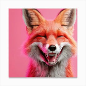 Fox On Pink Background Canvas Print