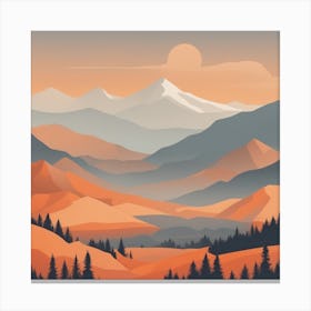 Misty mountains background in orange tone 77 Canvas Print