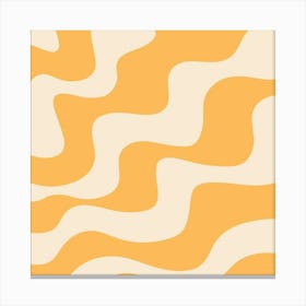 Yellow And White Wavy Pattern Canvas Print