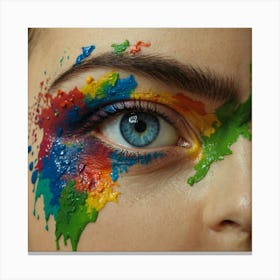 Portrait Of A Young Woman With Colorful Paint Canvas Print