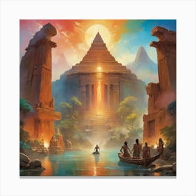 Egyptian Temple Art print paintings 2 Canvas Print