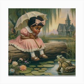Little Girl With A Frog Canvas Print