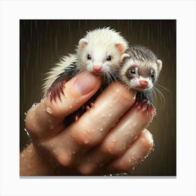 Ferrets In The Rain 2 Canvas Print