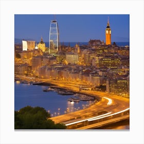 Sweden City At Night Canvas Print