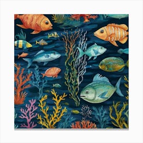 Fishes And Corals Canvas Print