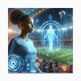 Futuristic Woman In Soccer Stadium Canvas Print