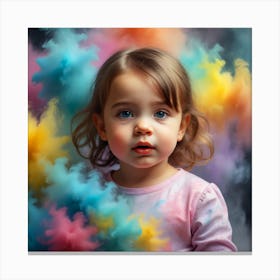 Portrait Of A Cute Baby Girl Bright Colors Canvas Print