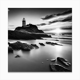 Black And White Lighthouse 13 Canvas Print