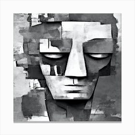 Abstract Painting, Abstract Painting of Stone Face, Native People Canvas Print