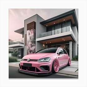 Pink Volkswagen Golf R 1 Canvas Print