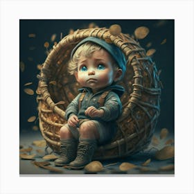 Little Boy In A Basket Canvas Print