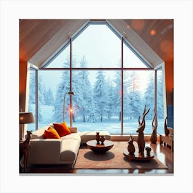 Living Room In Winter Canvas Print