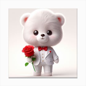 A cute Bear With Rose Canvas Print