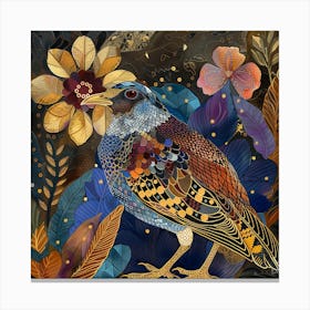 Patchwork Quilted Quail 2 Canvas Print