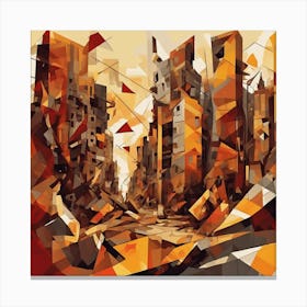 Fragmented Post Apocalyptic City Cubism Style Canvas Print