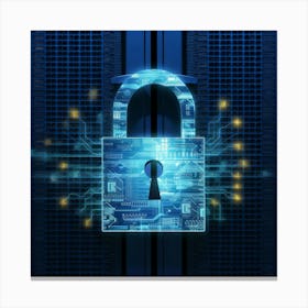 Padlock On A Server Canvas Print