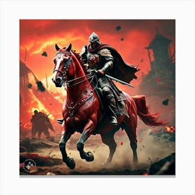 Red Horse & Rider Canvas Print