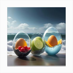 Three Eggs On The Beach Canvas Print