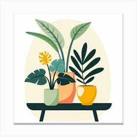 Potted Plants On A Table Canvas Print